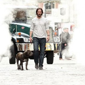 KEANU REEVES TAKES PIT BULL FOR A WALK